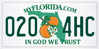 FL license plate 0204HC