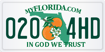 FL license plate 0204HD