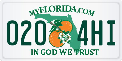 FL license plate 0204HI