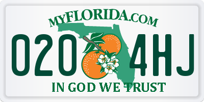FL license plate 0204HJ