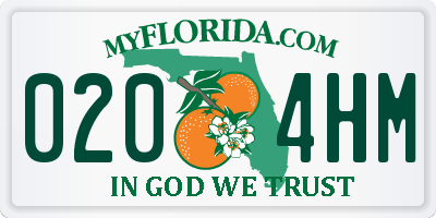 FL license plate 0204HM
