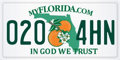 FL license plate 0204HN