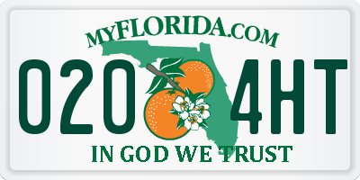 FL license plate 0204HT