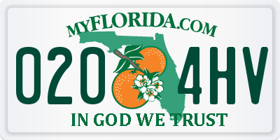 FL license plate 0204HV
