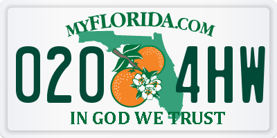 FL license plate 0204HW