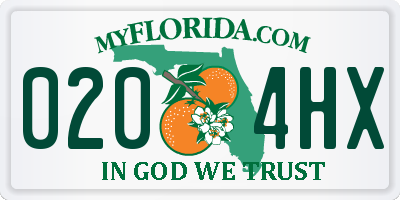 FL license plate 0204HX