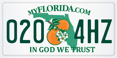 FL license plate 0204HZ