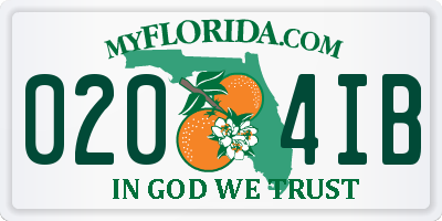 FL license plate 0204IB