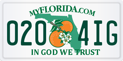 FL license plate 0204IG