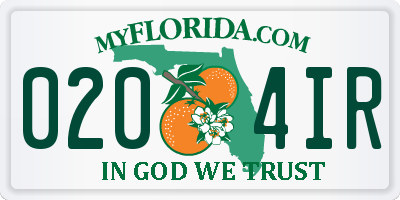 FL license plate 0204IR