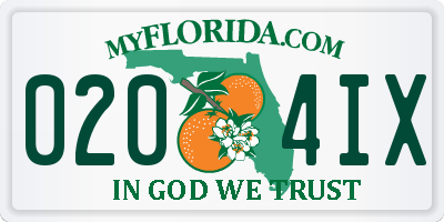 FL license plate 0204IX