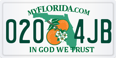 FL license plate 0204JB