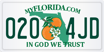 FL license plate 0204JD