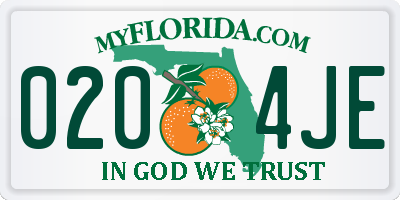 FL license plate 0204JE