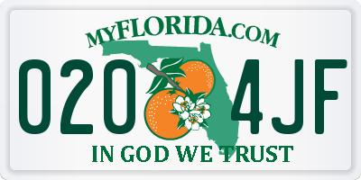 FL license plate 0204JF