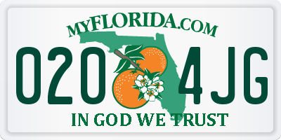 FL license plate 0204JG