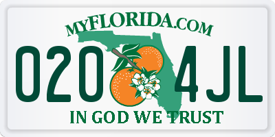 FL license plate 0204JL