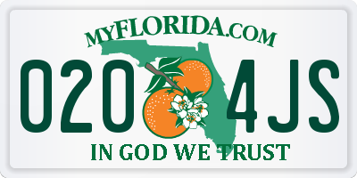 FL license plate 0204JS