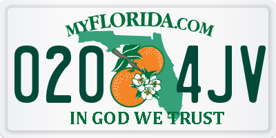 FL license plate 0204JV