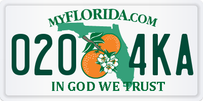 FL license plate 0204KA
