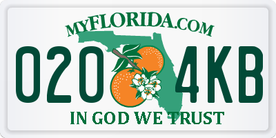 FL license plate 0204KB