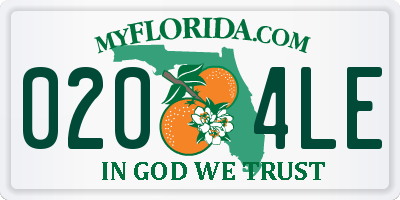 FL license plate 0204LE