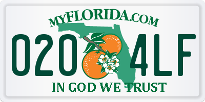 FL license plate 0204LF