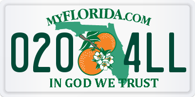 FL license plate 0204LL
