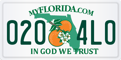 FL license plate 0204LO