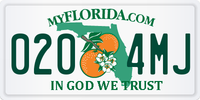 FL license plate 0204MJ