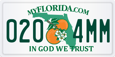FL license plate 0204MM