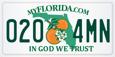 FL license plate 0204MN