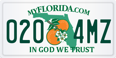 FL license plate 0204MZ