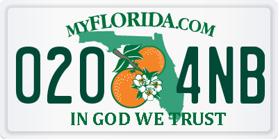 FL license plate 0204NB