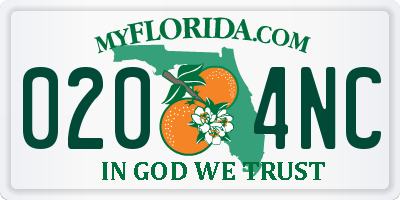 FL license plate 0204NC
