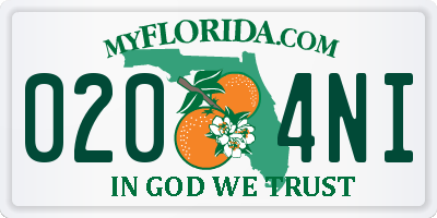FL license plate 0204NI