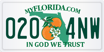 FL license plate 0204NW