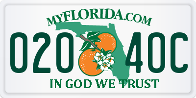 FL license plate 0204OC