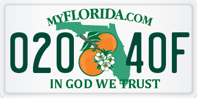FL license plate 0204OF