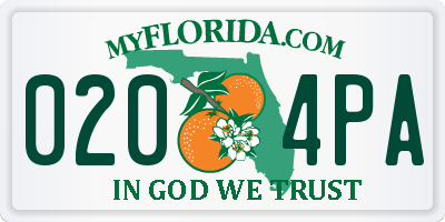 FL license plate 0204PA