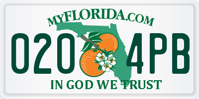 FL license plate 0204PB
