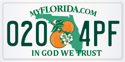 FL license plate 0204PF
