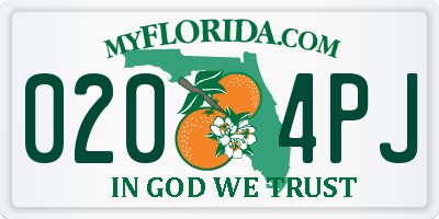 FL license plate 0204PJ