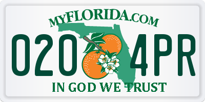 FL license plate 0204PR