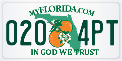 FL license plate 0204PT
