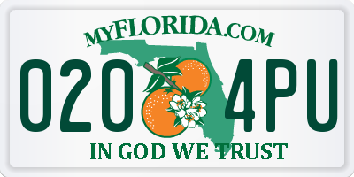 FL license plate 0204PU