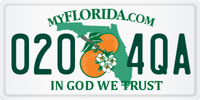 FL license plate 0204QA