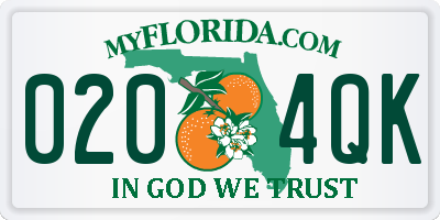 FL license plate 0204QK