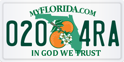 FL license plate 0204RA
