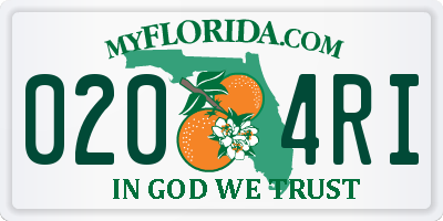 FL license plate 0204RI